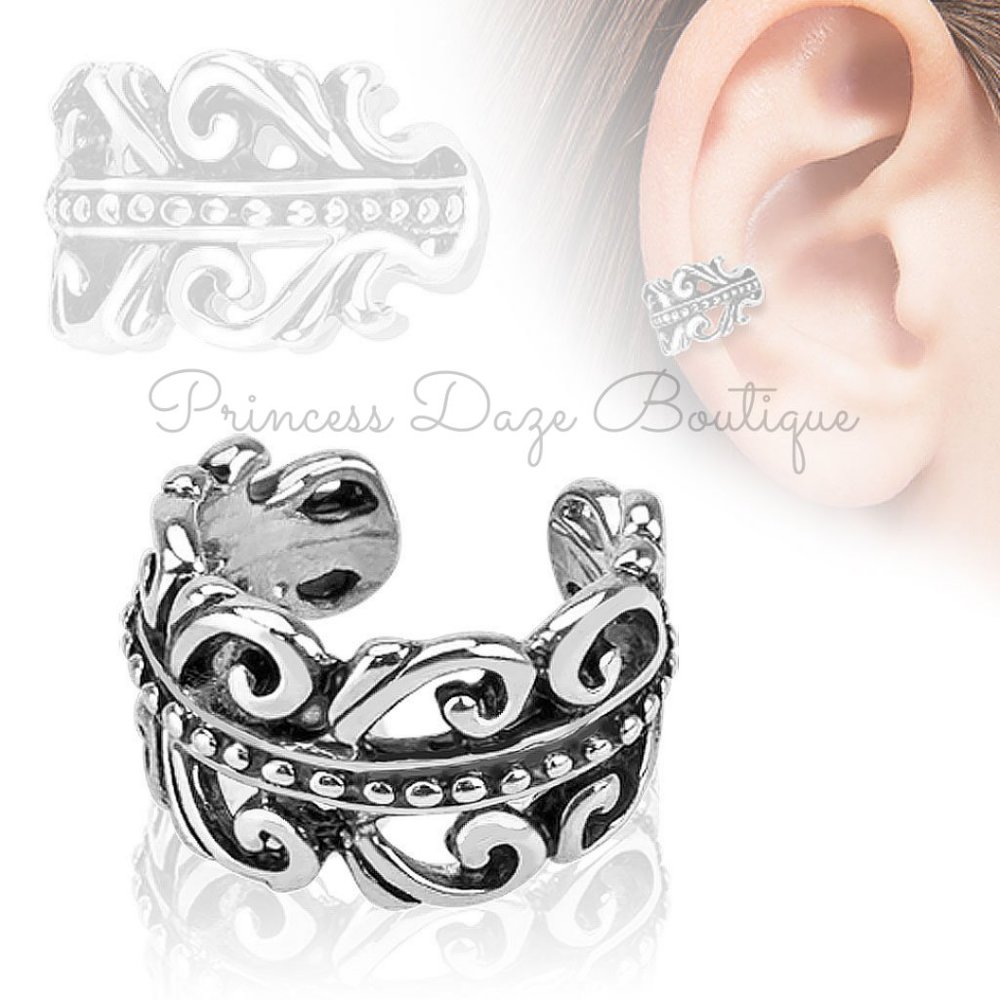 Swirl Clip‎ On Ear Cuff / Fake Cartilage Non Piercing Earring